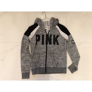 Zip up gray and black hoodie small VS PINK